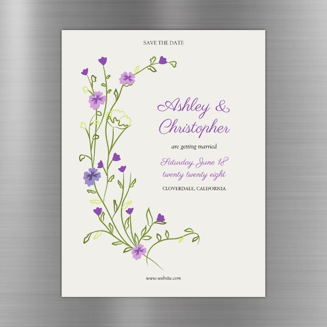 Minimalist Purple Wildflower Save the Date Magnet (Creator Uploaded)