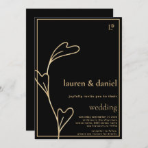 Minimalist QR code Black and Gold Wedding