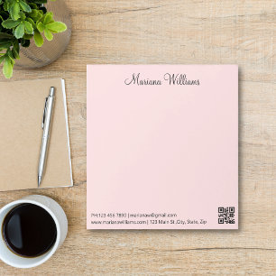 minimalist qr code  business trendy chic pink notepad
