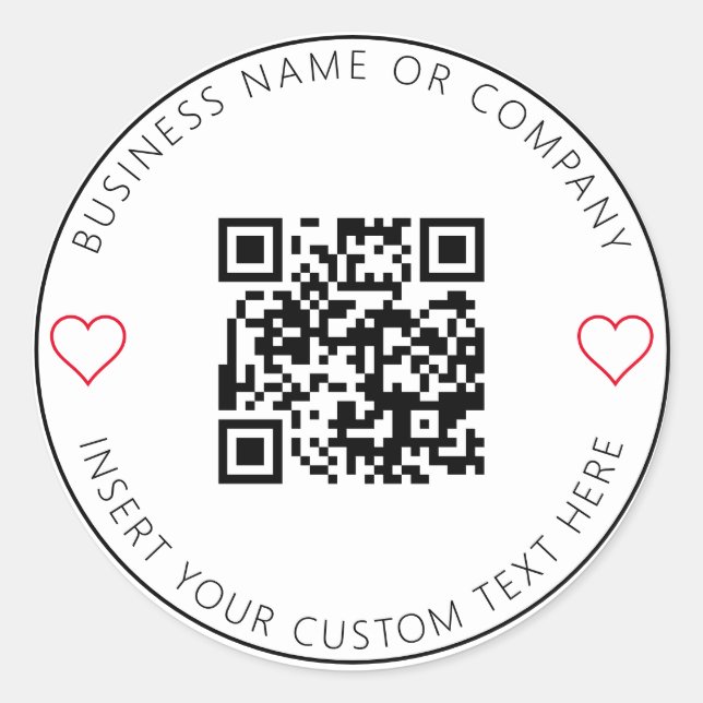 Minimalist QR Code Business White Simple Classic Round Sticker (Front)