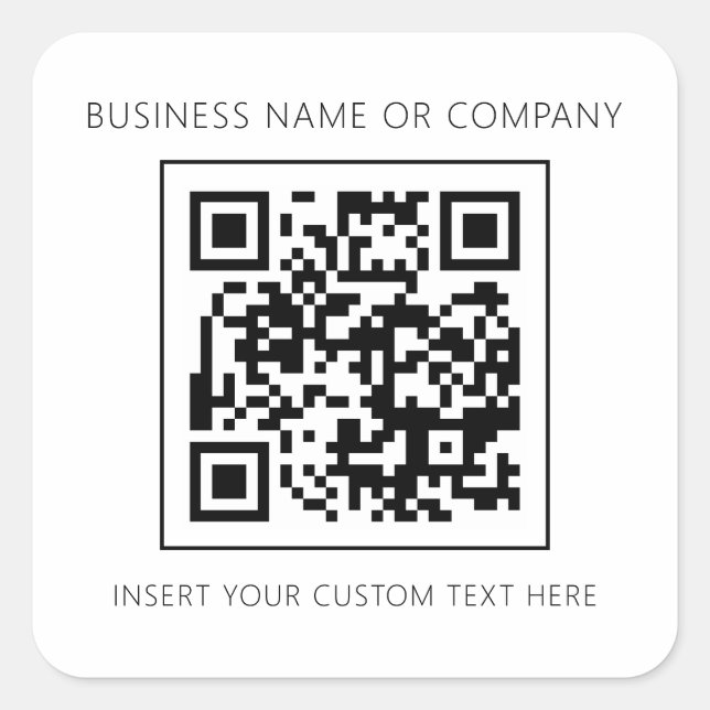 Minimalist QR Code Business White Simple Square Sticker (Front)