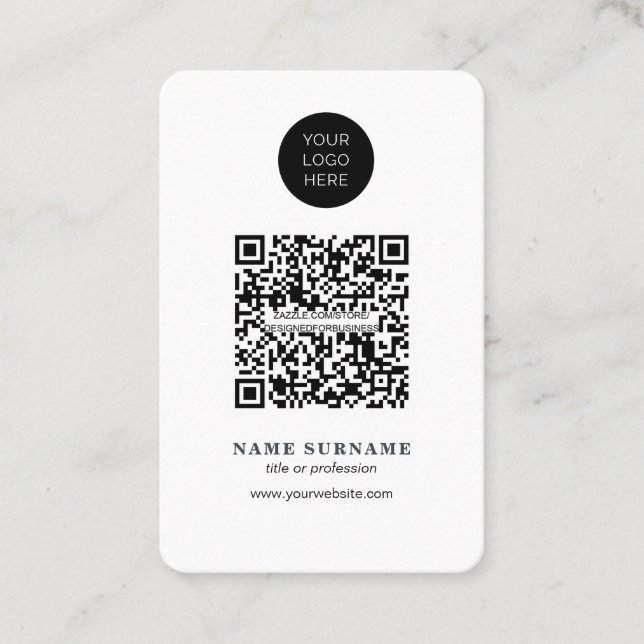 Minimalist-QR code-clean simple professional Business Card (Front)