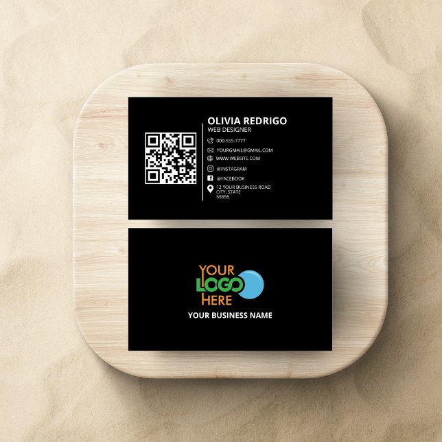 Minimalist QR Code Digital Networking Contact Info Business Card (Creator Uploaded)