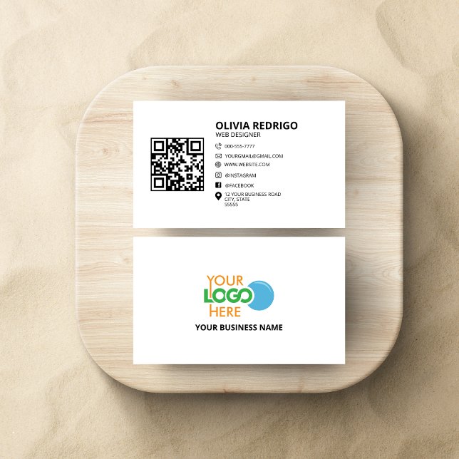 Minimalist QR Code Digital Networking Contact Info Business Card (Creator Uploaded)