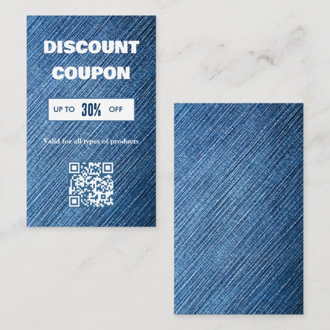 Minimalist QR Code Discount Card (Front/Back)