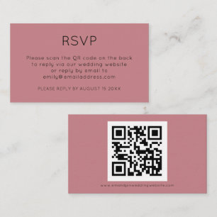 Minimalist QR Code Dusty Rose Wedding RSVP Enclosure Card