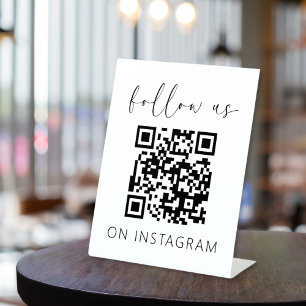 Minimalist QR Code Follow Us on Instagram Pedestal Sign