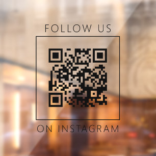 Minimalist QR Code Follow Us on Instagram Window Cling