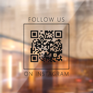 Minimalist QR Code Follow Us on Instagram Window Cling