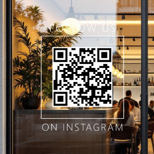 Minimalist QR Code Follow Us on Instagram Window Cling