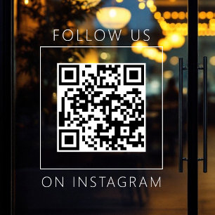 Minimalist QR Code Follow Us on Instagram Window Cling