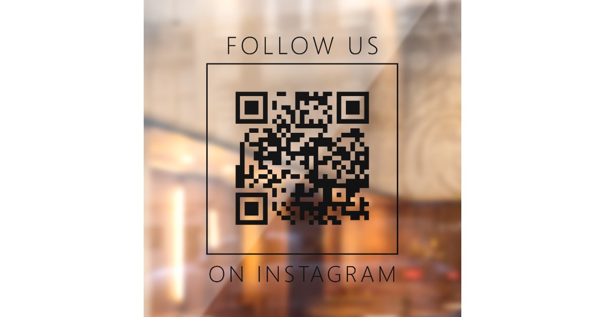 Minimalist QR Code Follow Us on Instagram Window Cling | Zazzle