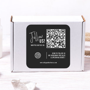 Minimalist QR Code Instagram Black Follow Us! Square Sticker