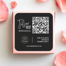 Minimalist QR Code + LOGO Black Follow Us!