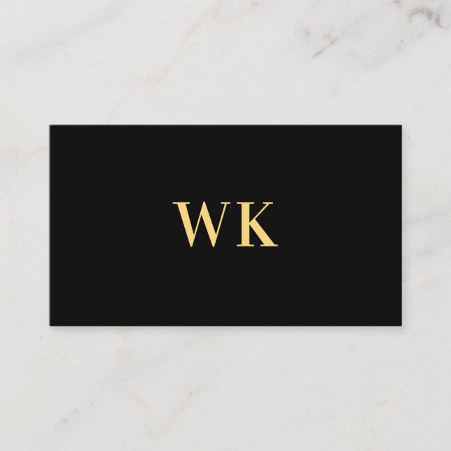 Minimalist QR Code Monogram Black Gold Business Card (Front)