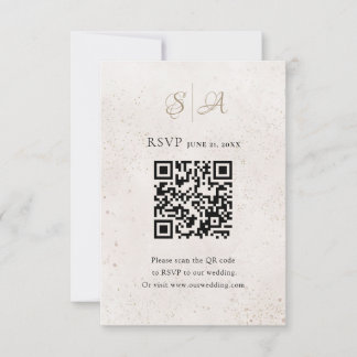 Minimalist QR Code Monogram Wedding RSVP Card