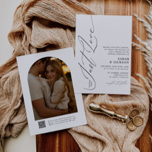 Minimalist QR Code Nothing Fancy Just Love Wedding Invitation