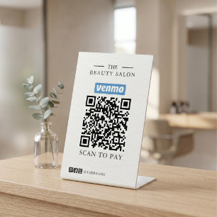 Minimalist QR Code Pay Sign for Salon Lash Tech 