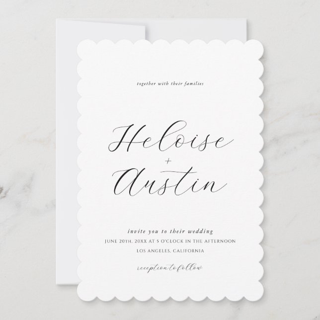 Minimalist QR Code Photo B&W Wedding Invitation (Front)