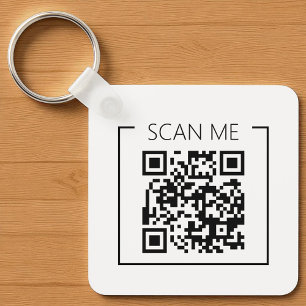 Minimalist QR Code Scan Me Business Key Ring