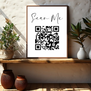 Minimalist QR Code Scan Me Business Poster