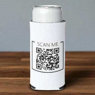 Minimalist QR Code Scan Me Business Seltzer Can Cooler