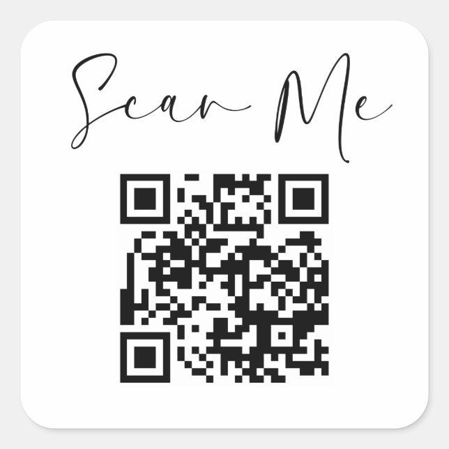 Minimalist QR Code Scan Me Business Square Sticker (Front)