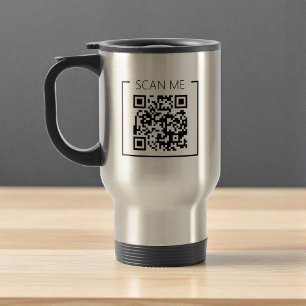 Minimalist QR Code Scan Me Business Travel Mug