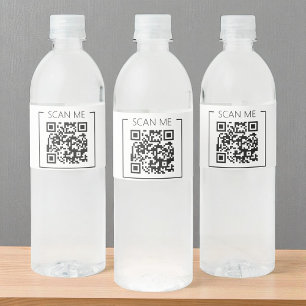 Minimalist QR Code Scan Me Business Water Bottle Label