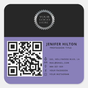 Minimalist QR code social media logo business  Square Sticker