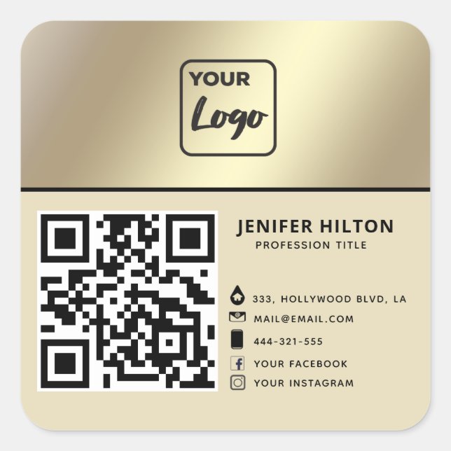 Minimalist QR code social media logo business  Square Sticker (Front)