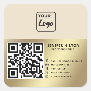 Minimalist QR code social media logo business  Square Sticker