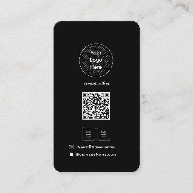  Minimalist QR Code Social Media Your Logo Profile Business Card (Front)