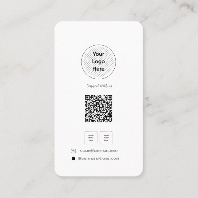  Minimalist QR Code Social Media Your Logo Profile Business Card (Front)