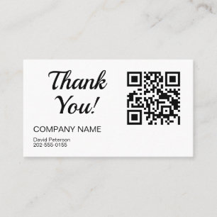 Minimalist QR Code Thank You Business Card