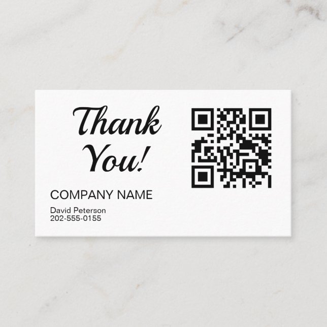 Minimalist QR Code Thank You Business Card (Front)
