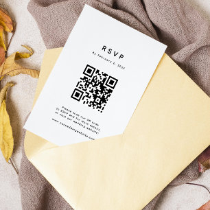 Minimalist Qr Code Wedding  RSVP Card