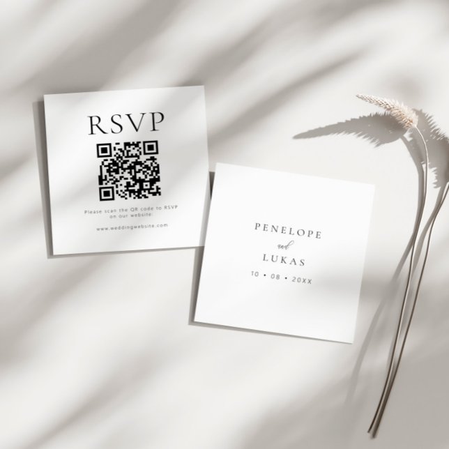 Minimalist QR Code Wedding RSVP Enclosure Card (PENELOPE | RSVP CARD SQUARE)