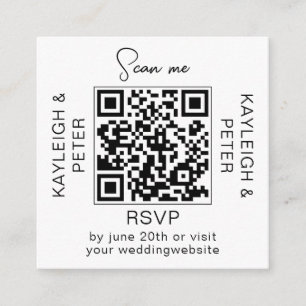 Minimalist QR Code Wedding RSVP Sign Enclosure Card