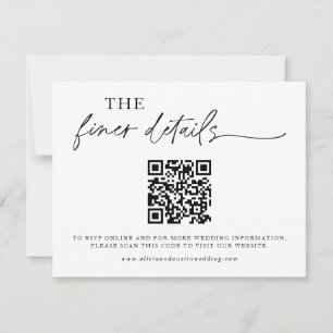 Minimalist QR Code Wedding Website Details Card 