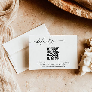 Minimalist QR Code Wedding Website Details Card 