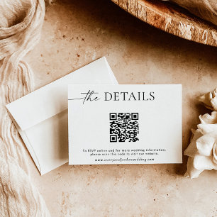 Minimalist QR Code Wedding Website Details Card