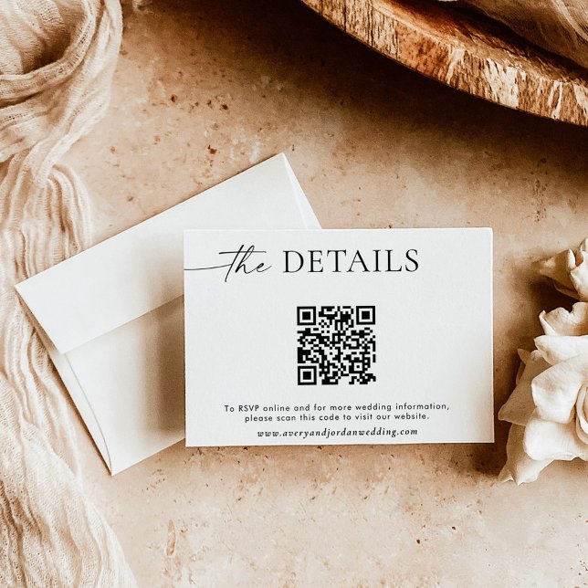 Minimalist QR Code Wedding Website Details Card  (Creator Uploaded)