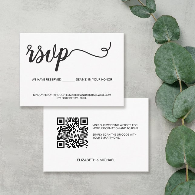 Minimalist QR code wedding website Seats reserved Enclosure Card (Creator Uploaded)