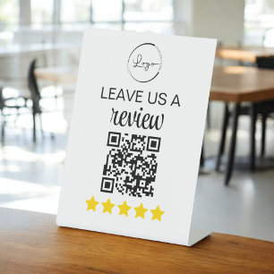 Minimalist QR Leave Us a Review Business Pedestal Sign