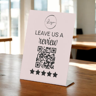 Minimalist QR Leave Us a Review Business Pedestal Sign