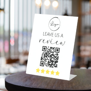 Minimalist QR Leave Us a Review Logo Pedestal Sign