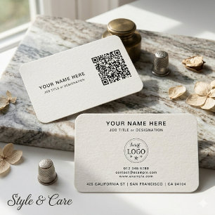 Minimalist QR & Logo Rounded Business Card
