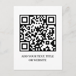 Minimalist QR   Modern Custom Text Design Postcard