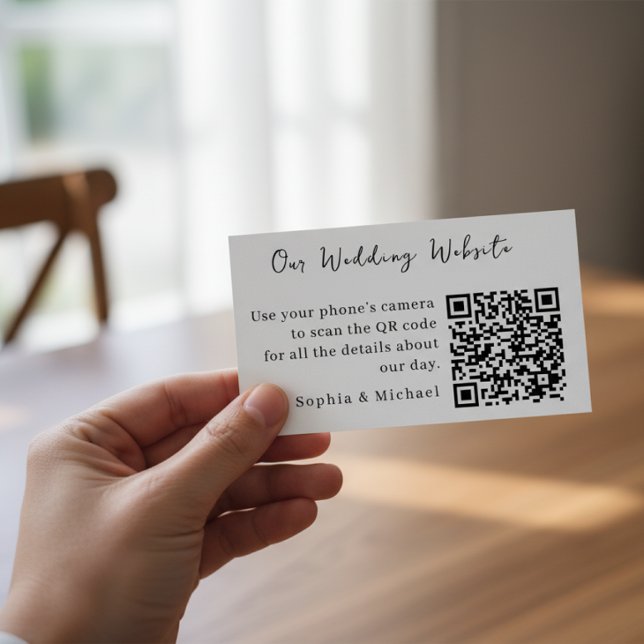  Minimalist QR Wedding Website Enclosure Card (Creator Uploaded)